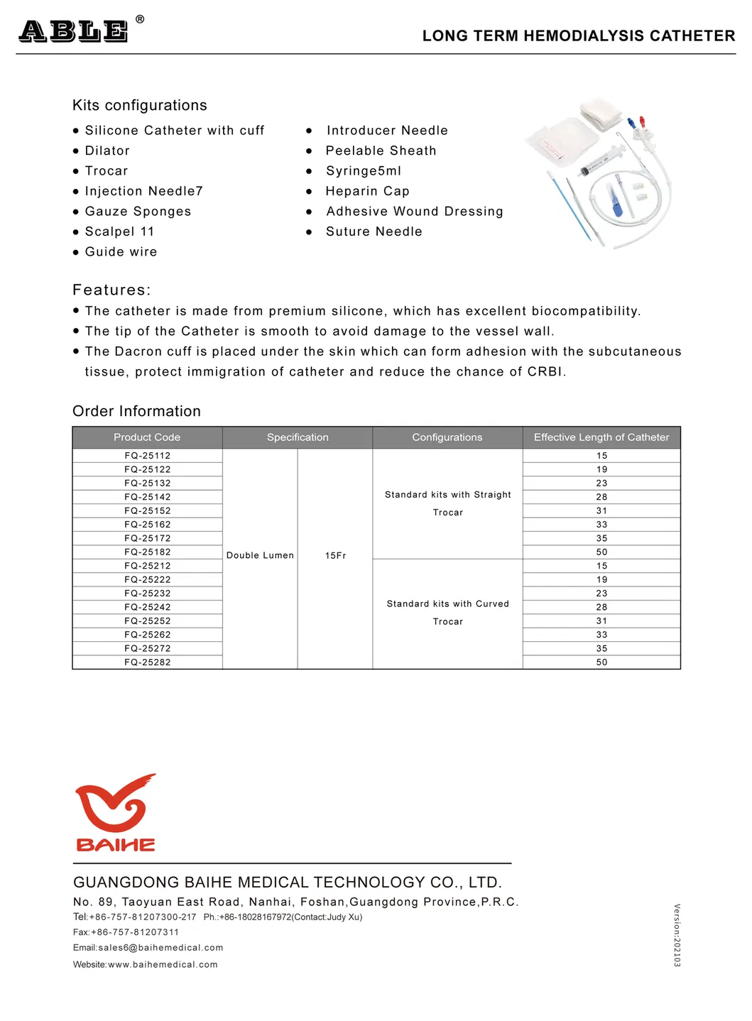 Hemodialysis Catheter Kit 2
