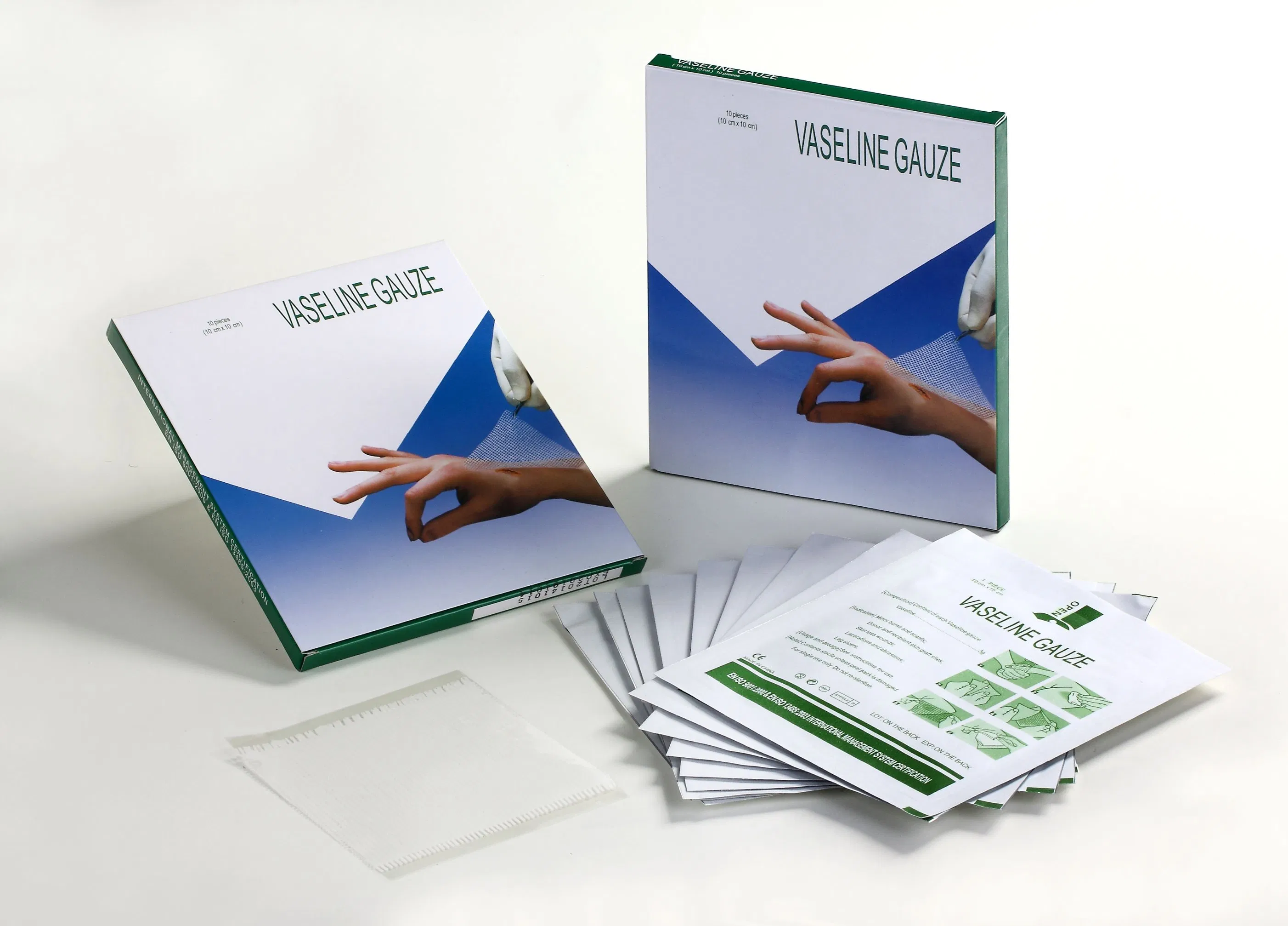 Apostille CE Approved Vaseline Gause Paraffin Gauze Dressing Tulle Gras for Burns Scalds Skingraft Skin Loss Wounds Lacerations and Abrasions