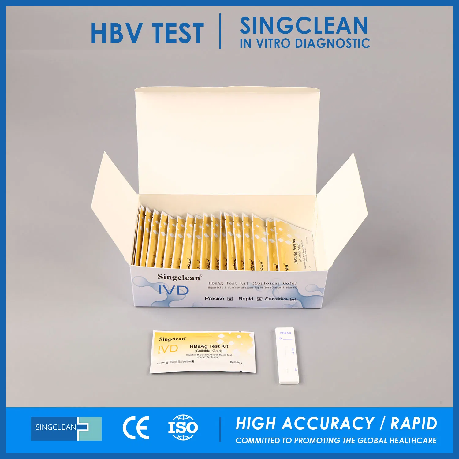 Singclean HBV Hepatitis B Hbsag Test Strips Kit for HBV Infection Rapid Test Kit Combo