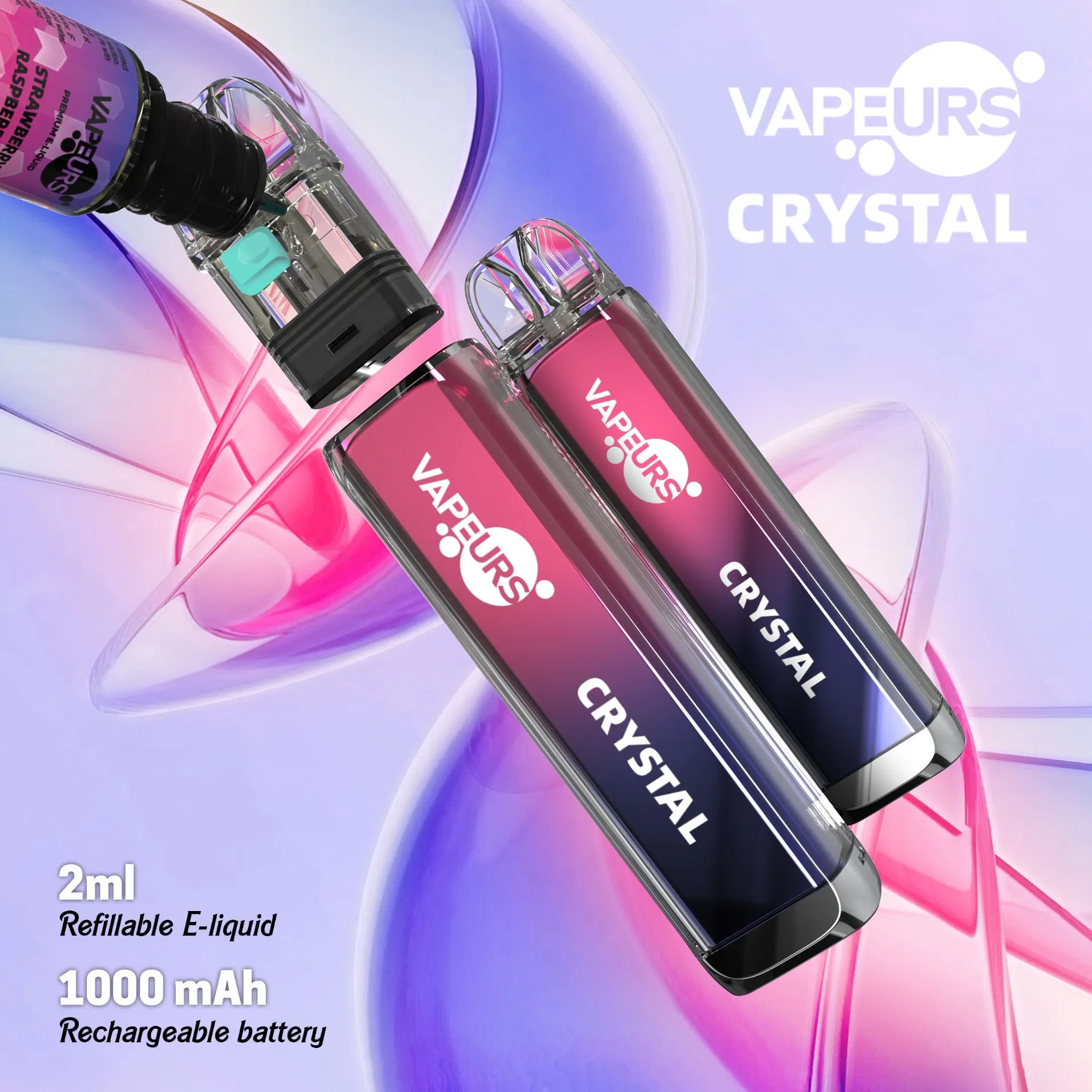 Hot Selling Vapeurs Crystal Plus Pod System Kits Refill Nictoine Salt Disposable Refillable Vape Electronic Cigarette