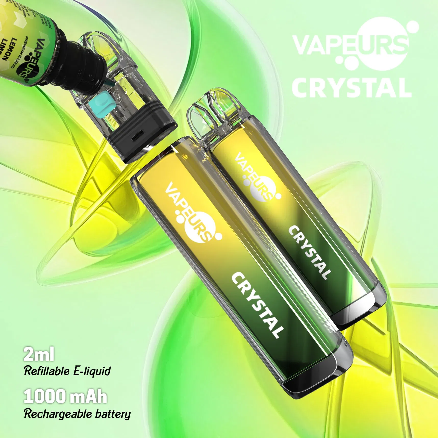 Hot Selling Vapeurs Crystal Plus Pod System Kits Refill Nictoine Salt Disposable Refillable Vape Electronic Cigarette