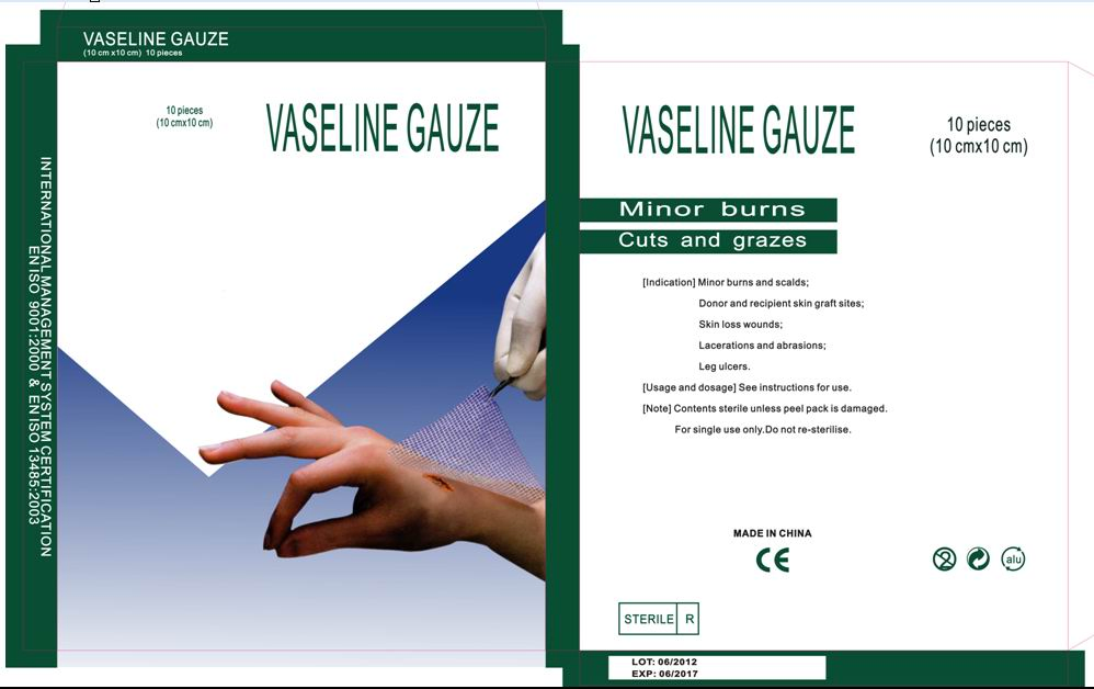 TPS Vg01 Medical Paraffin Gauze Vaseline Gauze Dressing Non Adhesive for Burn Wound Vaseline Petrolatum Gauze