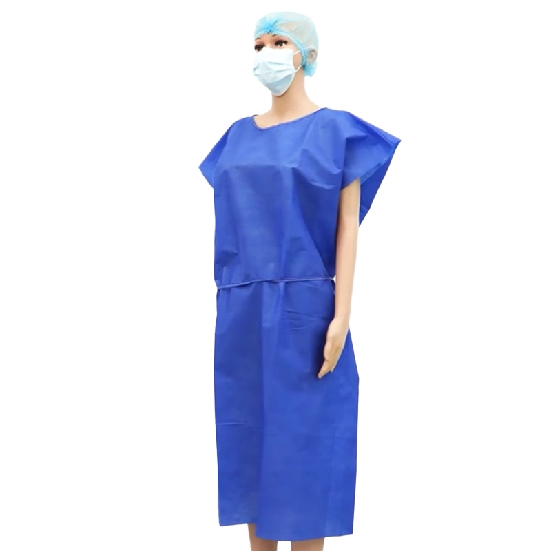 Disposable Short Sleeve/Sleeveless Isolation Gown Non Woven SMS/PP Surgical Gown Medical Patient Gown Dark Blue for Dental Clinic/Hospital/Laboratory