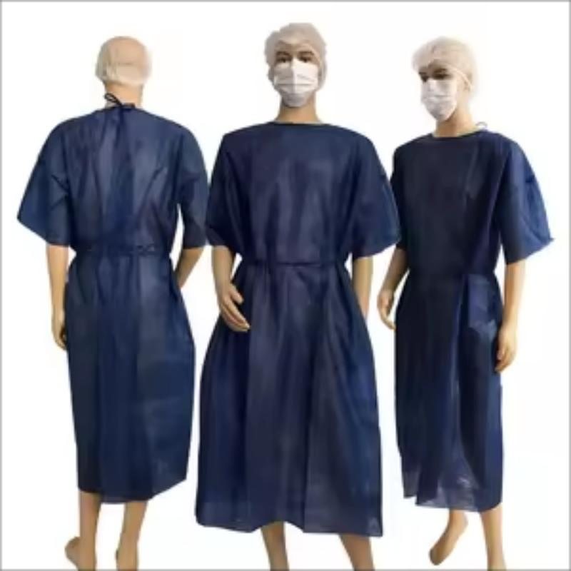 Disposable Short Sleeve/Sleeveless Isolation Gown Non Woven SMS/PP Surgical Gown Medical Patient Gown Dark Blue for Dental Clinic/Hospital/Laboratory
