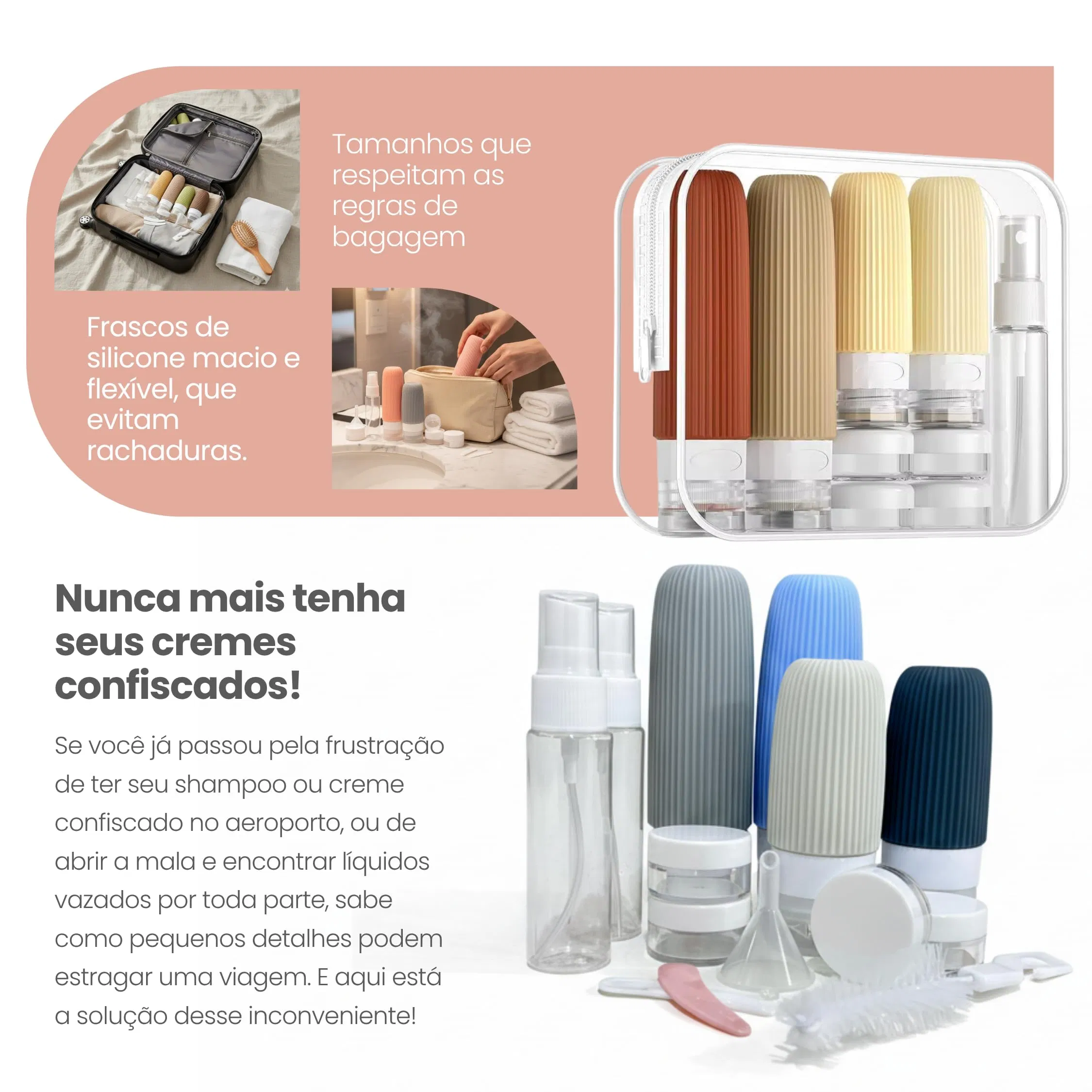 Factory Approved Leak Proof Refill Silicone Travel Toiletries Lotion Bottle Set Bottle Kit