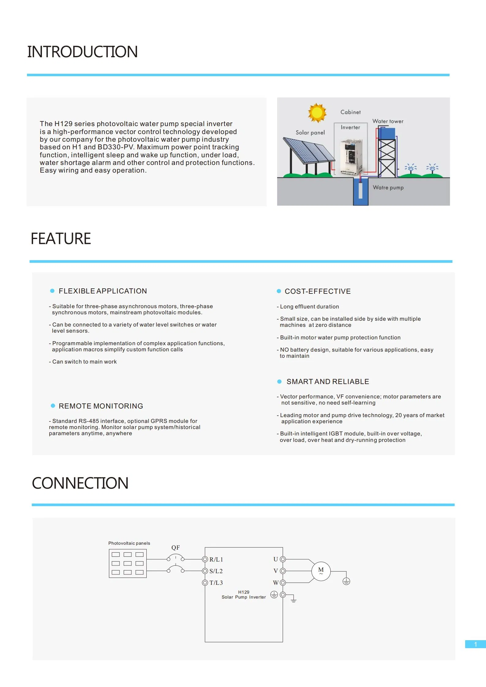 Irrigation Frequency Inverter Solar Power Inverter Motor Speed Controller VFD