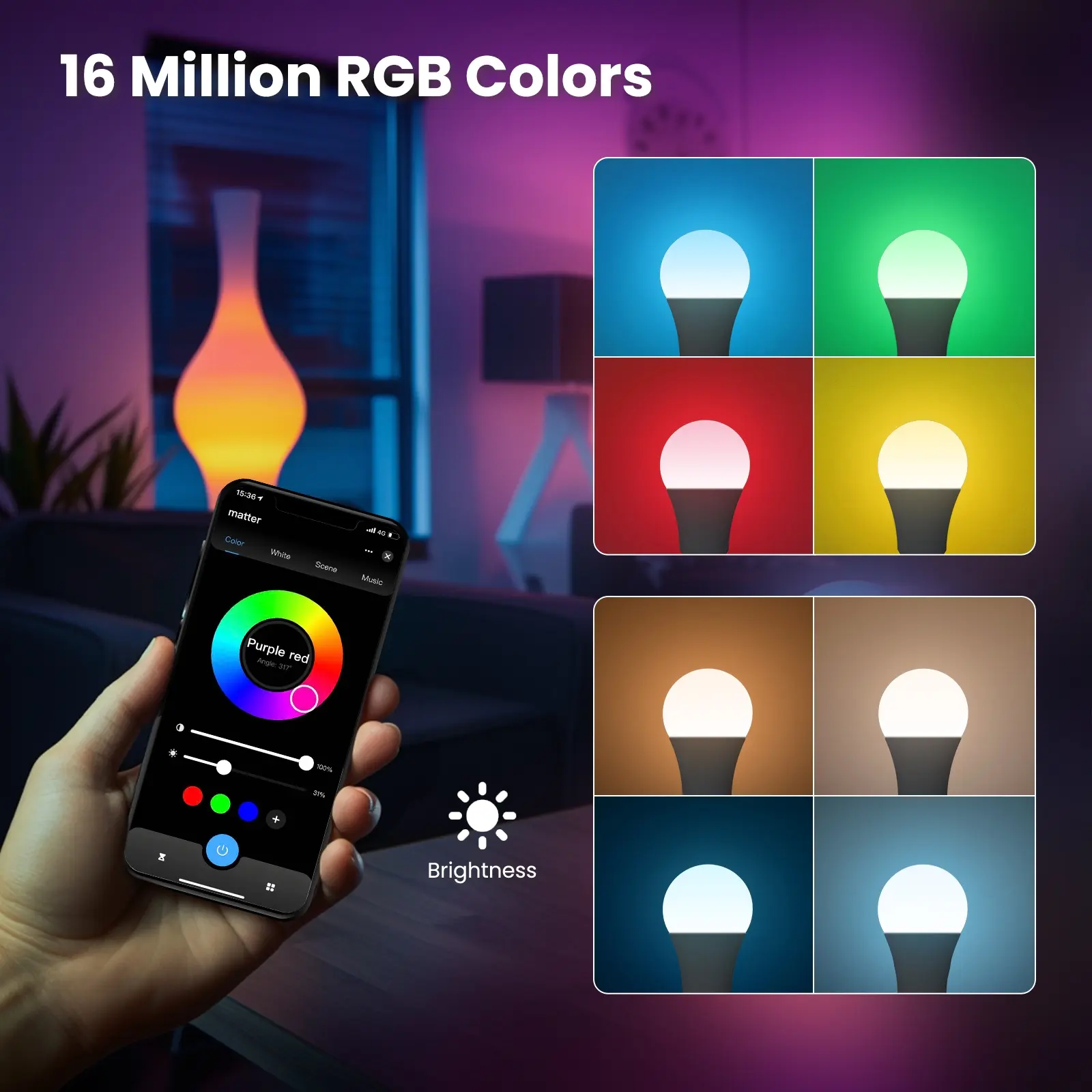 Wholesale Tuya Matter WiFi Smart Bulb Dimmable Led Light 16 Million RGB Colors GU10 E27 E14 Candle Lamp Voice Control Alexa Google Home Manufacturer, Factory