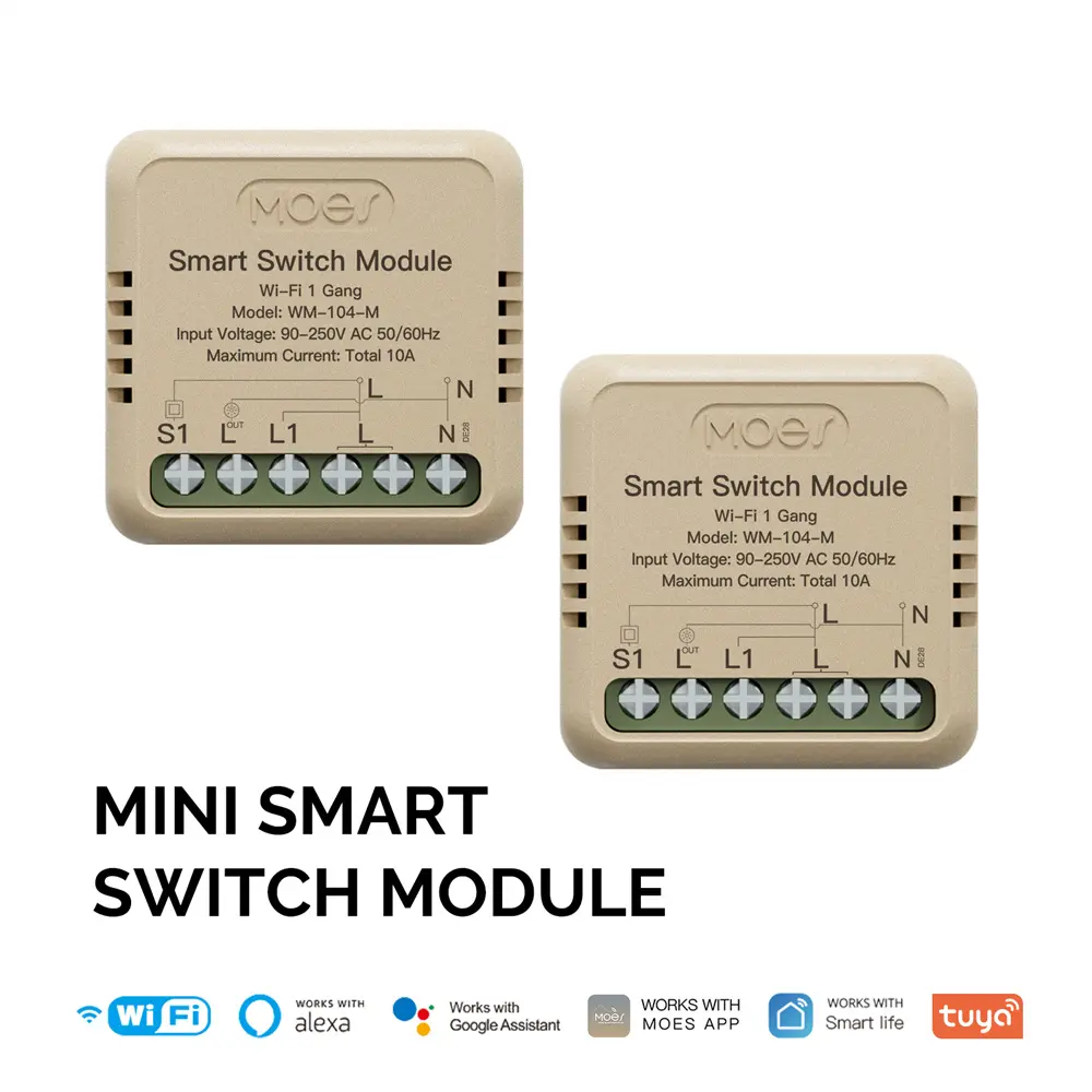China MOES Tuya WiFi Mini Smart Switch Module Relay Timer Home Automation Voice Control Google Home Alexa Supplier, Suppliers