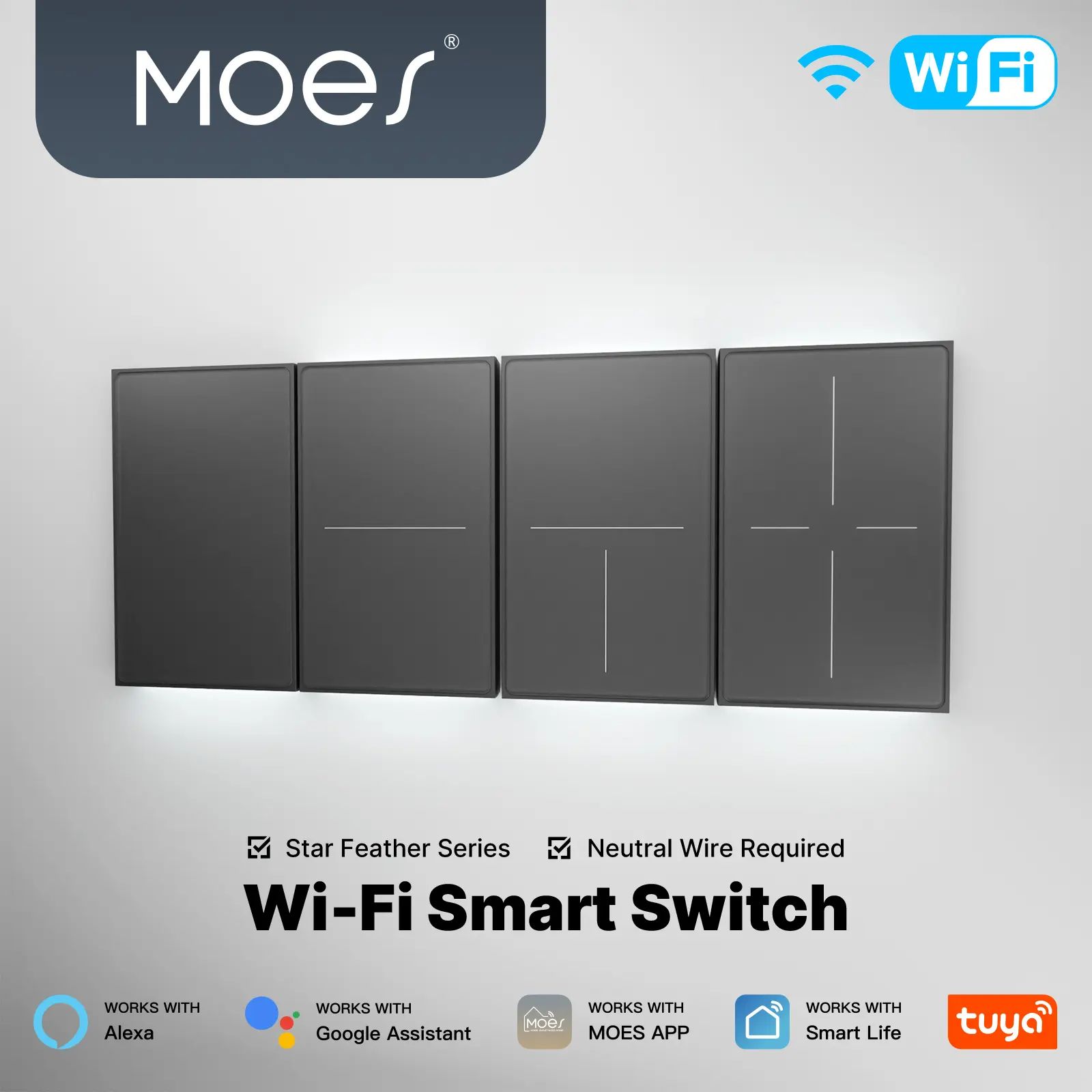 China MOES Tuya WiFi Star Feather Series US Switch Manufacturers, Factory
