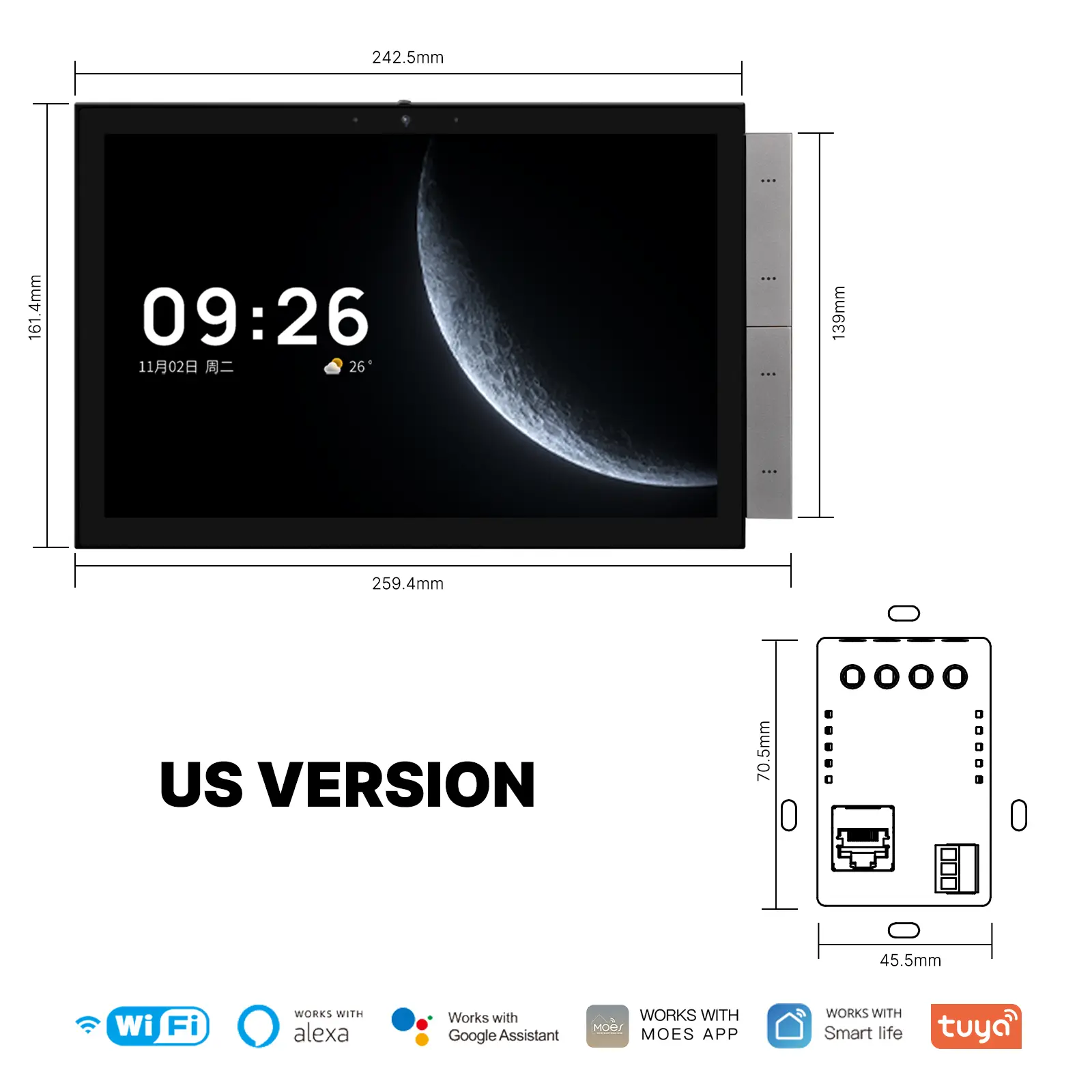 Wholesale MOES Tuya 10.1 Inch Smart Home Control Panel Zigbee Gateway Bluetooth Manufacturers, Factory