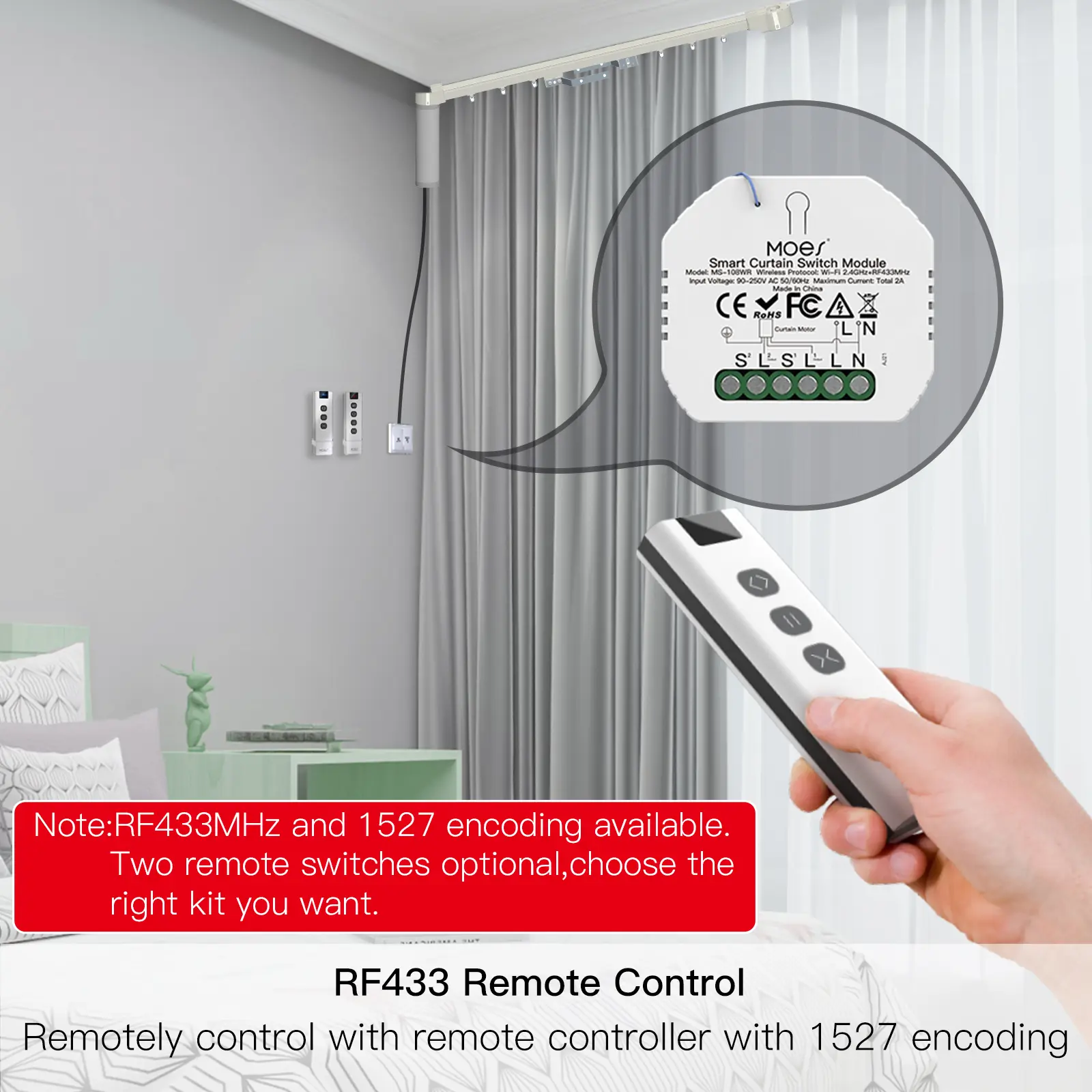 Wholesale WiFi Mini DIY RF433 Smart Roller Blinds Curtain Switch Module Manufacturers, Suppliers