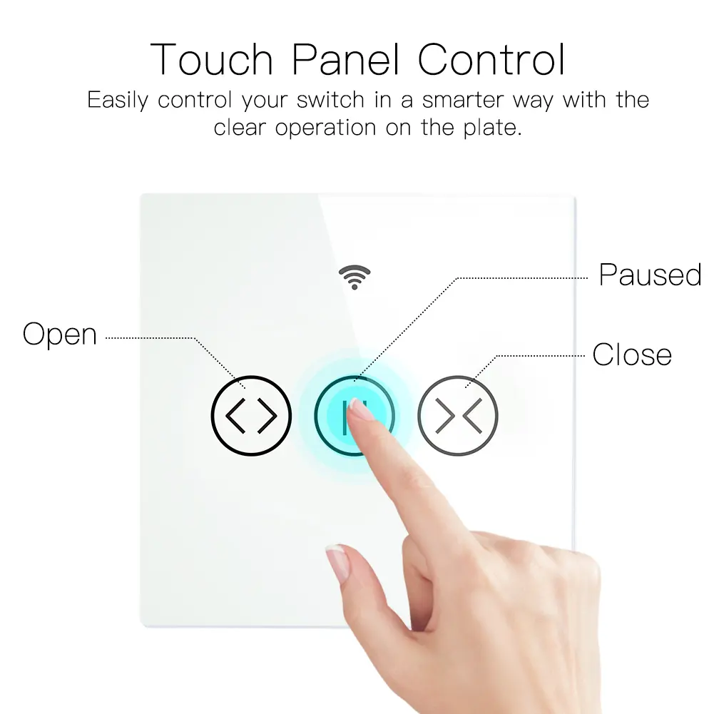 China Moes WiFi RF433 Bluetooth Smart Touch Panel Curtains Switch Factories, Factory