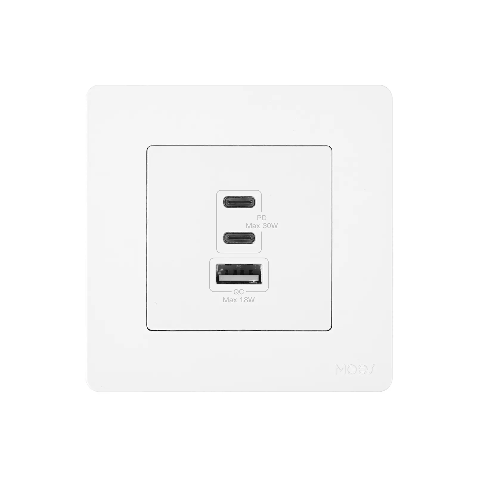 Wholesale MOES Star Ring Series 30W Fast Charging PD3.0 Wall Electrical Outlet Charger GaN Socket 3 Ports Type C USB a OverTemp Protection Manufacturers, Supplier
