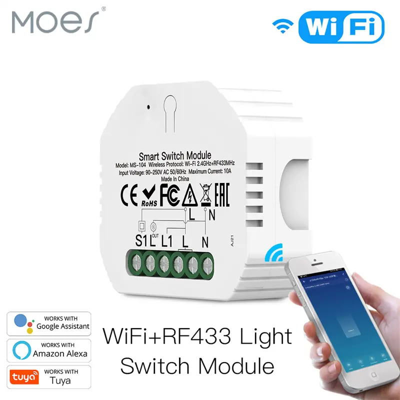 Wholesale Moes Mini DIY WiFi and RF433 Smart Light Switch Module Manufacturer, Manufacturers