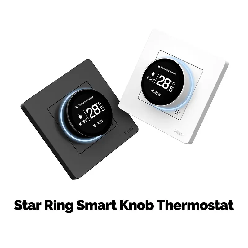 China MOES Tuya ZigBee Smart Knob Thermostat Star Ring Series Temperature Controller Water Boiler Electric Heating Manufacturer, Factories