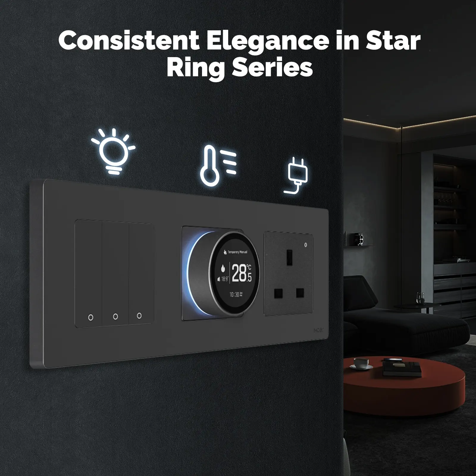 China MOES Tuya ZigBee Smart Knob Thermostat Star Ring Series Temperature Controller Water Boiler Electric Heating Manufacturer, Factories