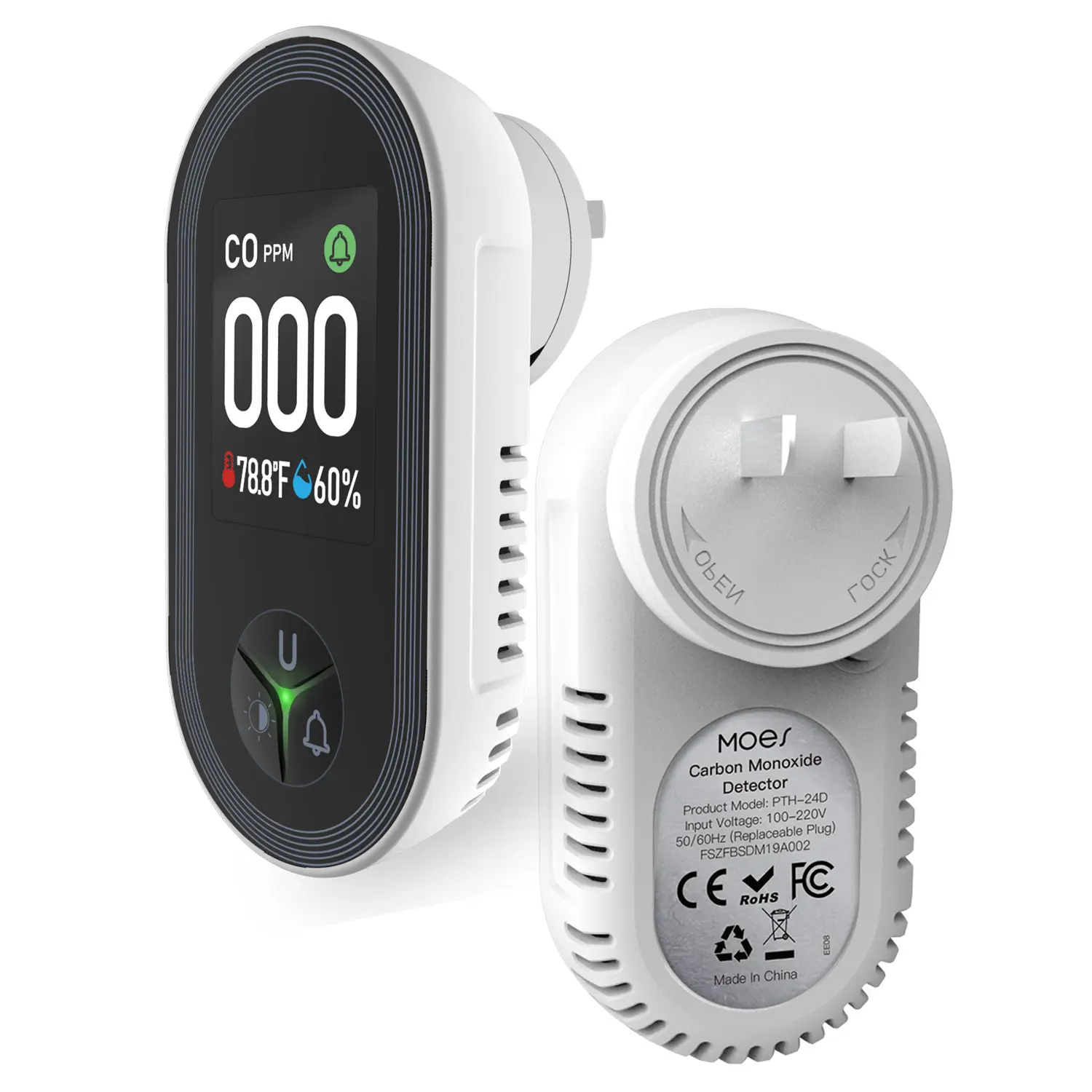 Wholesale MOES Plug-in Carbon Monoxide Detector Temperature Humidity Alarm Monitor Sensor Manufacturers, Supplier