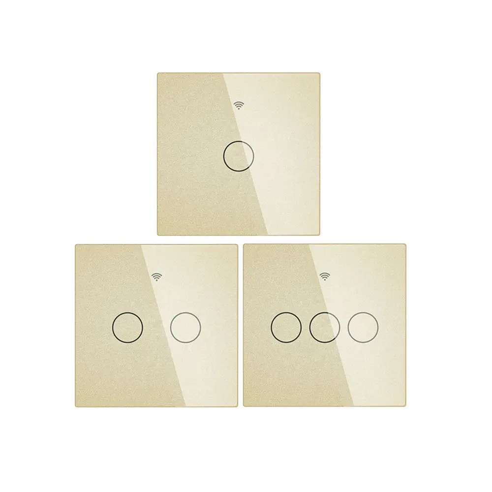 China MOES ZigBee Crystal Glass Wall Touch Smart Light Switch with Neutral Wire/No Neutral Wire,No Capacitor white black golden Smart Life/Tuya 2/3 Way Supplier, Suppliers