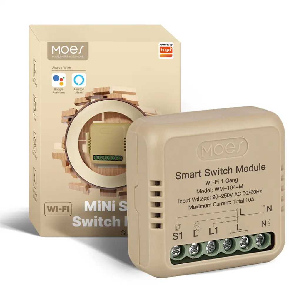 China MOES Tuya WiFi Mini Smart Switch Module Relay Timer Home Automation Voice Control Google Home Alexa Supplier, Suppliers