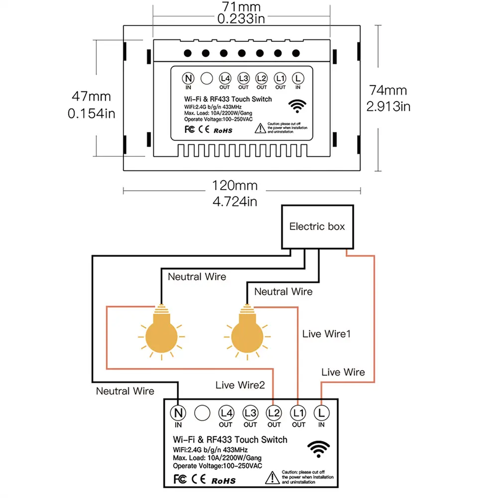 Wholesale Moes WiFi+RF433 Smart Touch Wall Light Switch Manufacturers, Factory