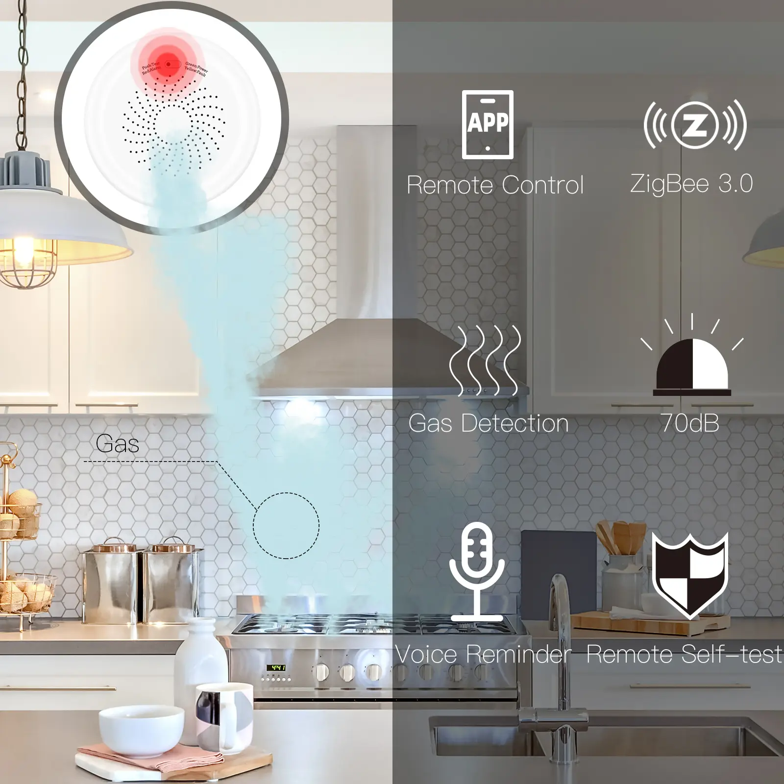 China ZigBee Gas Leakage Detector Flammable Gas Detector Combustible Sensor Tuya Smart Home Security Alarm System Smart Life Alexa Manufacturers, Supplier