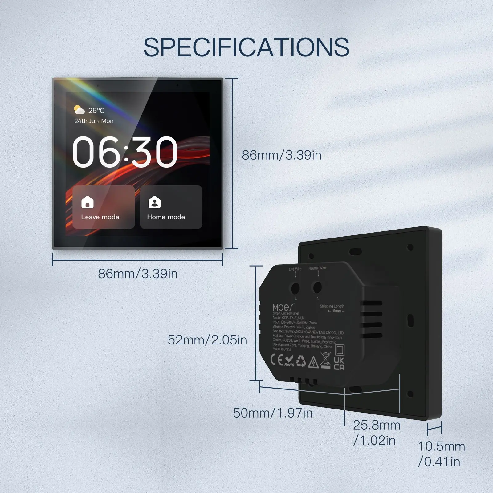 China Tuya Smart Touch Screen Control Panel ZigBee Gateway 4 Inch Manufacturers, Factories