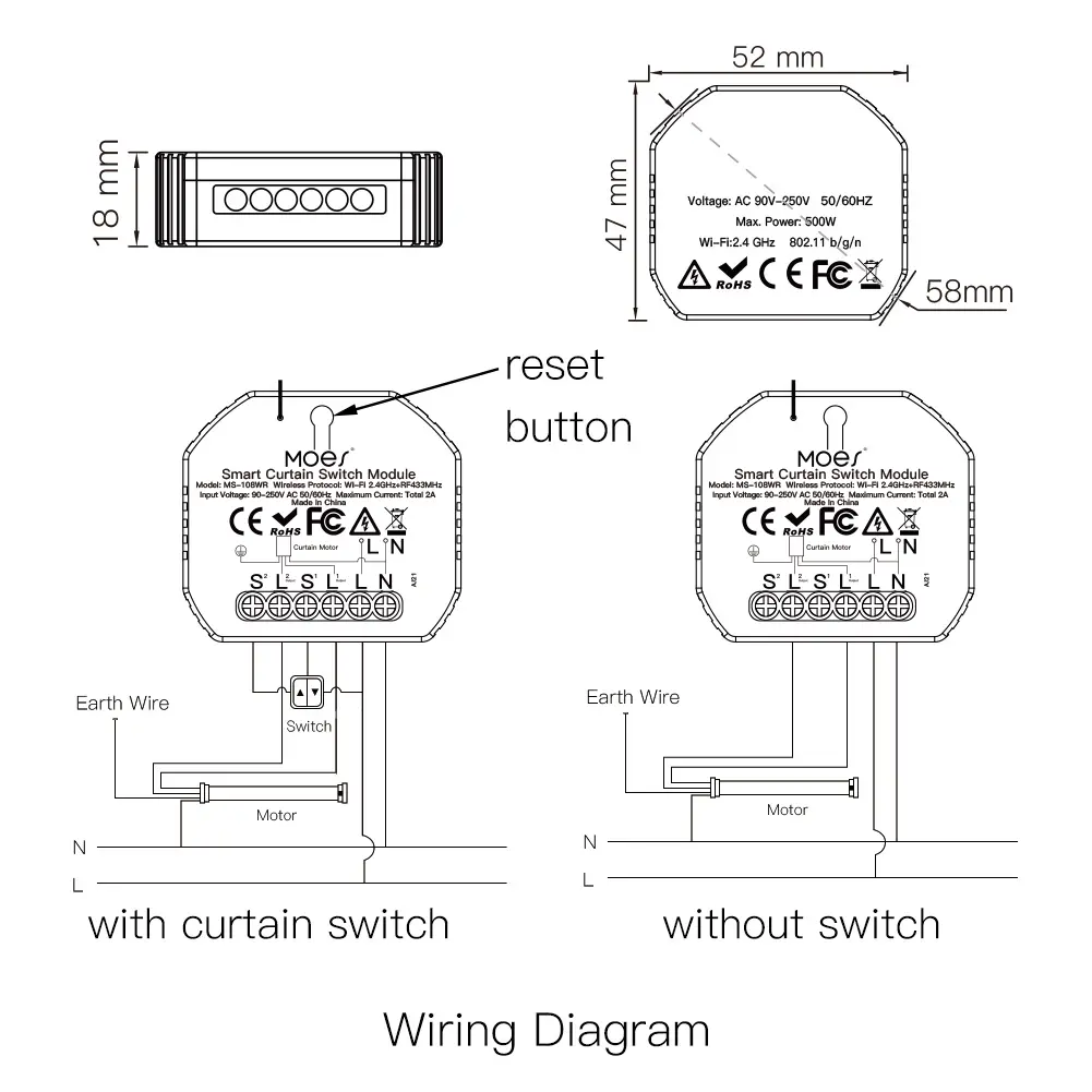 Wholesale WiFi Mini DIY RF433 Smart Roller Blinds Curtain Switch Module Manufacturers, Suppliers