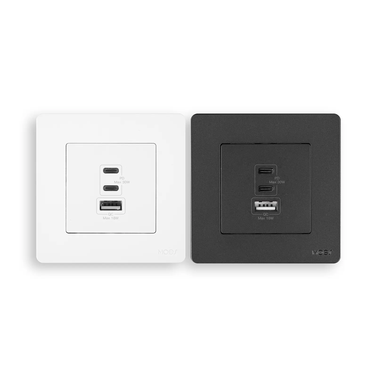 Wholesale MOES Star Ring Series 30W Fast Charging PD3.0 Wall Electrical Outlet Charger GaN Socket 3 Ports Type C USB a OverTemp Protection Manufacturers, Supplier