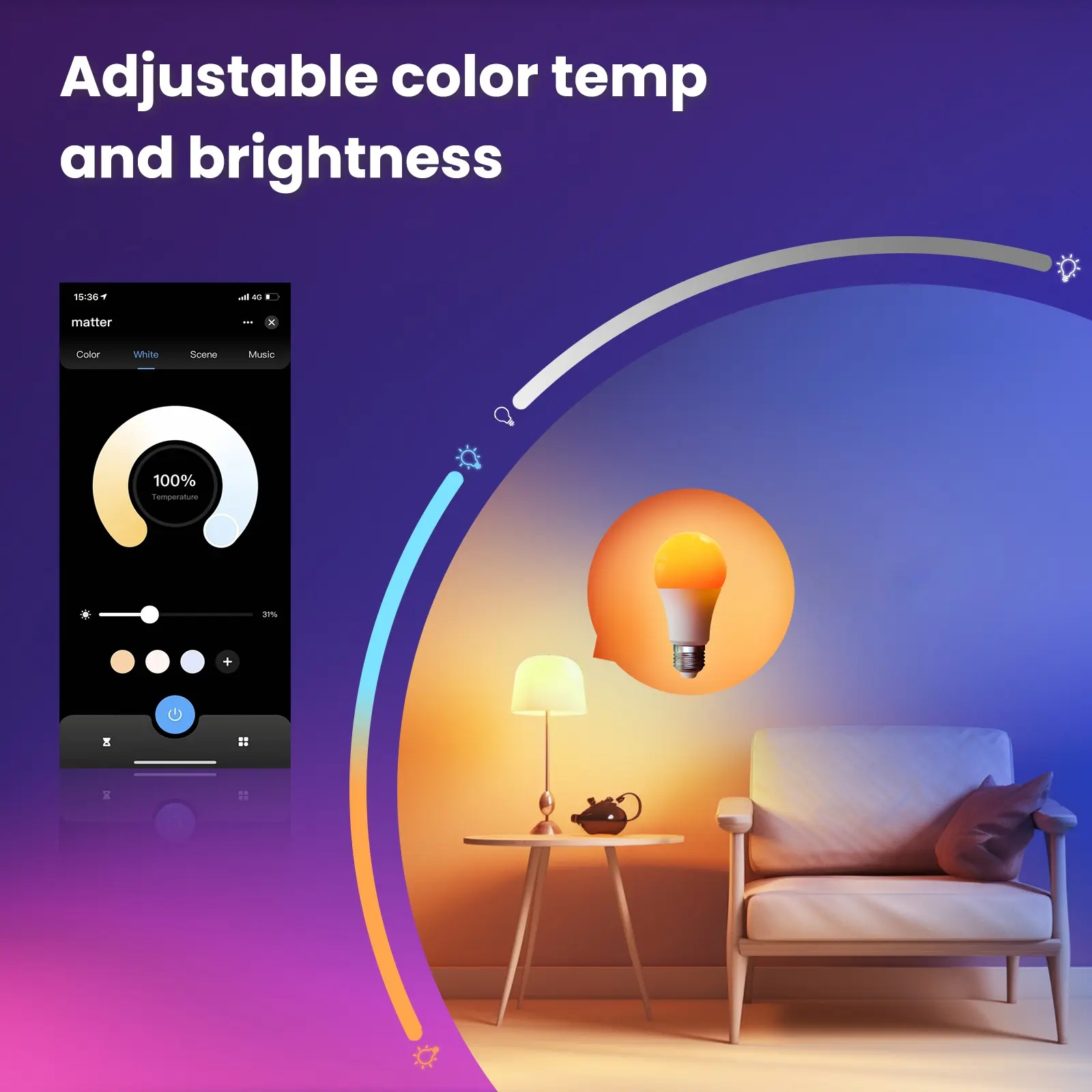 Wholesale Tuya Matter WiFi Smart Bulb Dimmable Led Light 16 Million RGB Colors GU10 E27 E14 Candle Lamp Voice Control Alexa Google Home Manufacturer, Factory