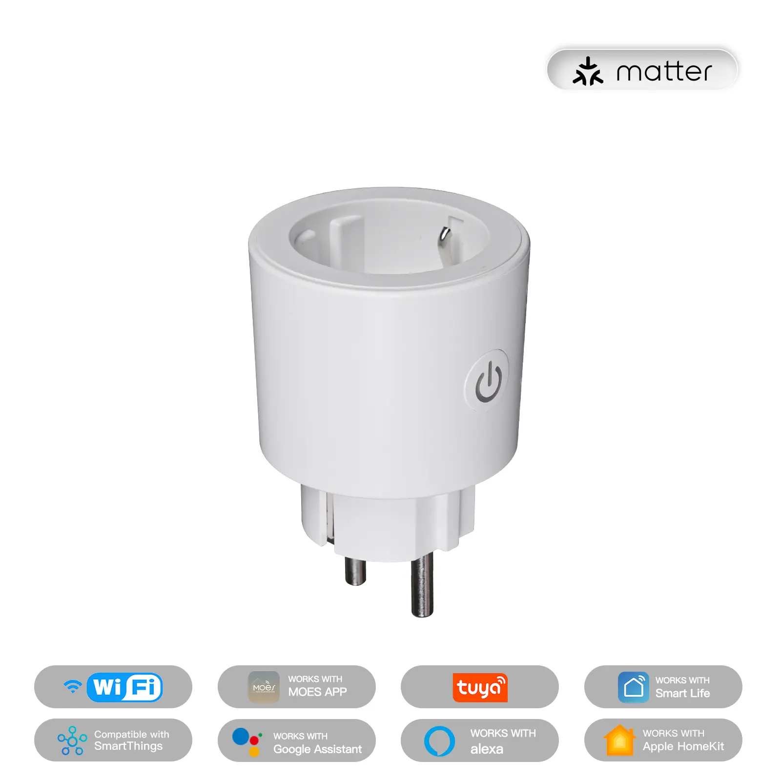 China MOES Tuya Smart Matter Plug WiFi Socket 16A Suppliers, Factory