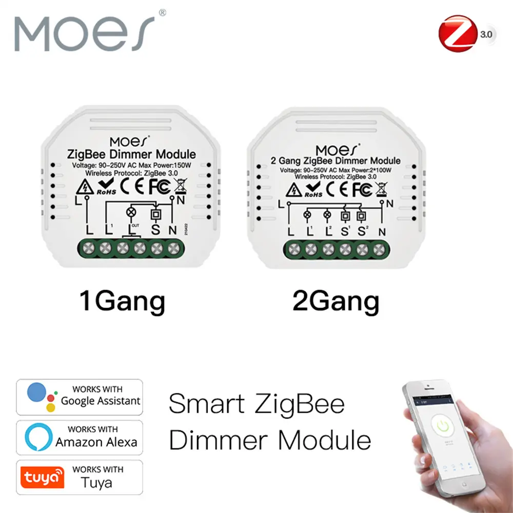 China Moes Tuya ZigBee 3.0 Smart Dimmer Switch Relay Module Supplier, Factory