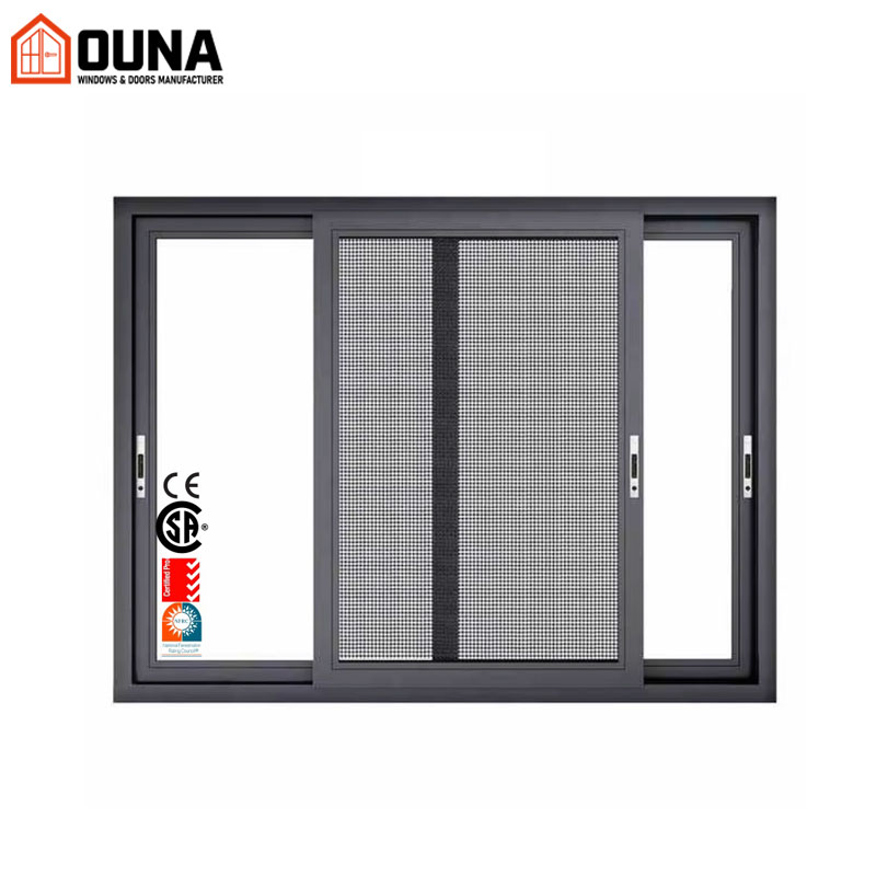 OUNA Florida Approved Miami Dade Hurricane Impact Proof NOA Glass Aluminium Sliding windows Double Tempered Glass Screen Window