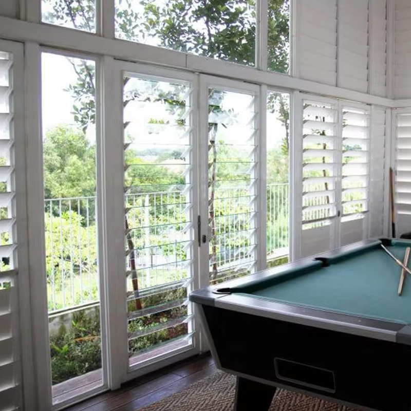 OUNA Factory Supplier Exterior Sun Shade Window Shutter Motorized Louver Retractable Aluminum Louver