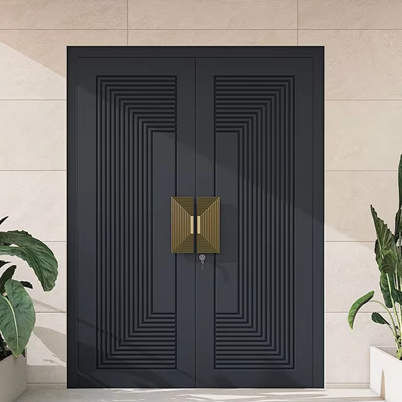 OUNA European Residential Aluminum Blast Security Door With Fire Resistant Function Front Main Door for Villa