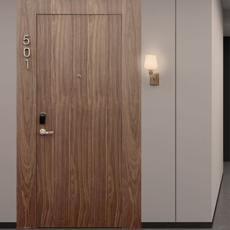 OUNA Focus on the Natural Wood Grain Texture of This Aluminum Wood Door for Interior Authentic Beauty and Warm Tactile Feeling