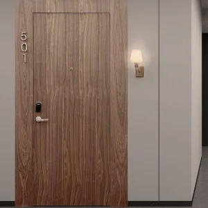 OUNA Natural Wood Grain Texture Aluminum Wood Door