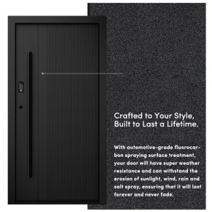 OUNA Contemporary Aluminum Front Security Door With Anti-Theft Function European Residential Main Door for House
