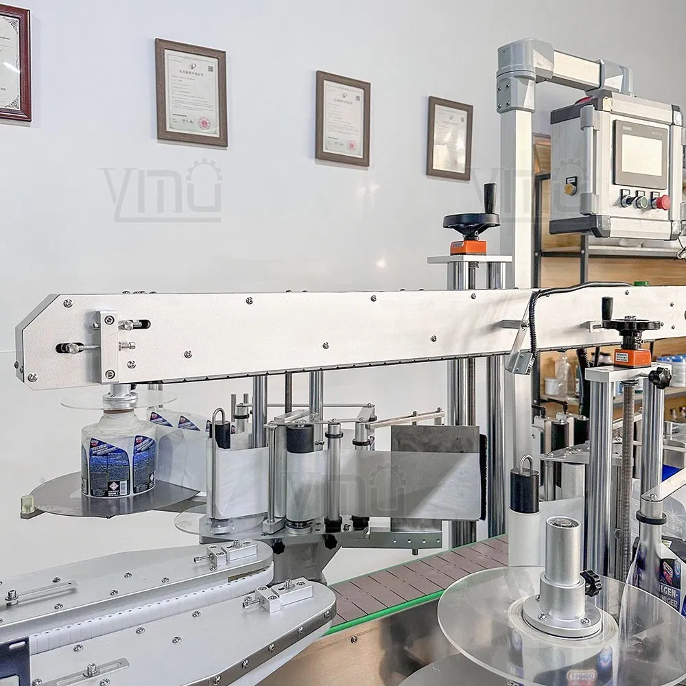 Ym620 Full Automatic Fast Applicator Toilet Clean Oil Liquid 5L 10L 20L 5gallon Bucket Jerry Can Flat Square Bottle Two Heads Back and Front Labeling Machine