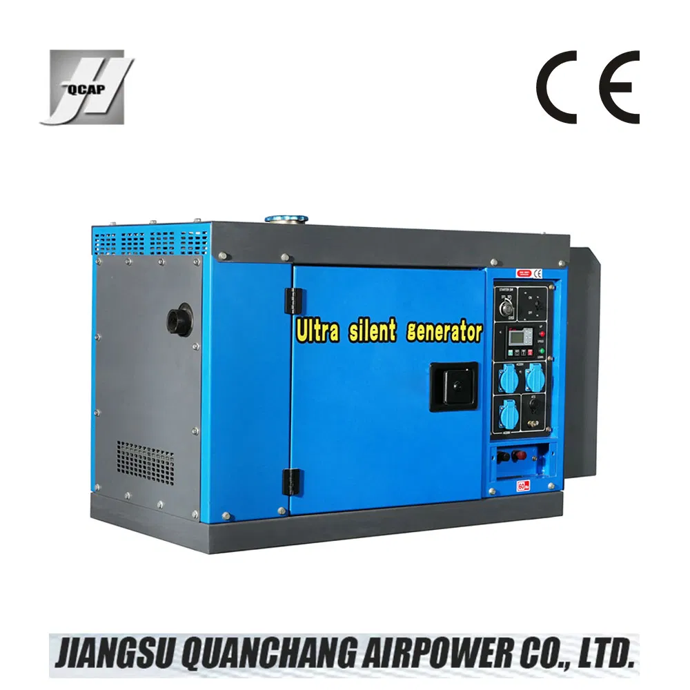Portable 10kVA Electric Start Single /Three Phase Air-Cooled Silent Diesel Generator