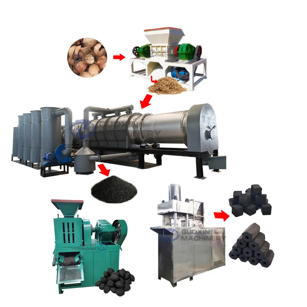 Coconut Wood Carbonization Furnace for Charcoal Briquettes Shisha Charcoal Making Machine Full Line