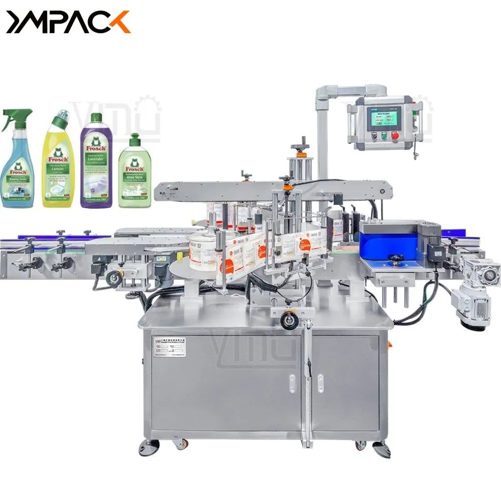 Ym620 Full Automatic Fast Applicator Toilet Clean Oil Liquid 5L 10L 20L 5gallon Bucket Jerry Can Flat Square Bottle Two Heads Back and Front Labeling Machine