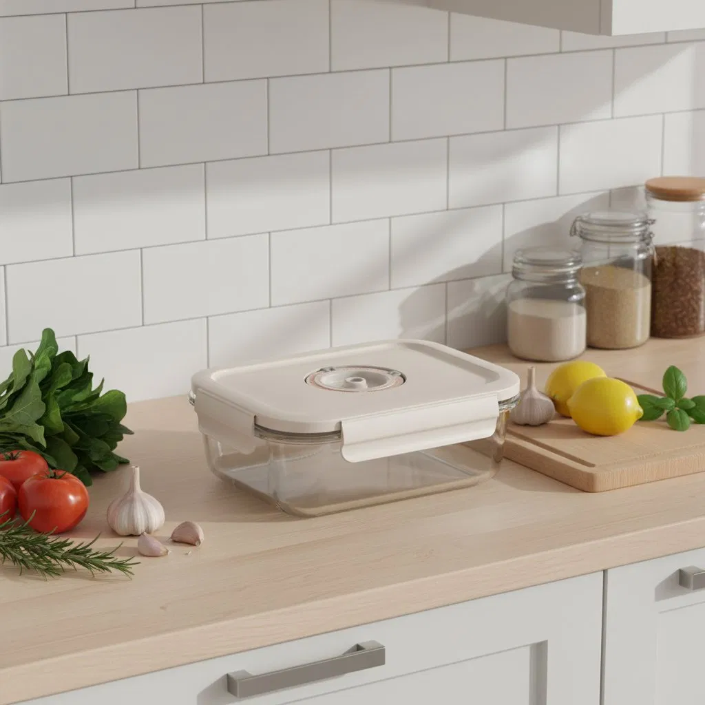 Reshness-Tracking Vacuum Sealed Container Date Dial Oven-to-Fridge Glass Storage Airtight BPA Free Kitchen Food Storage