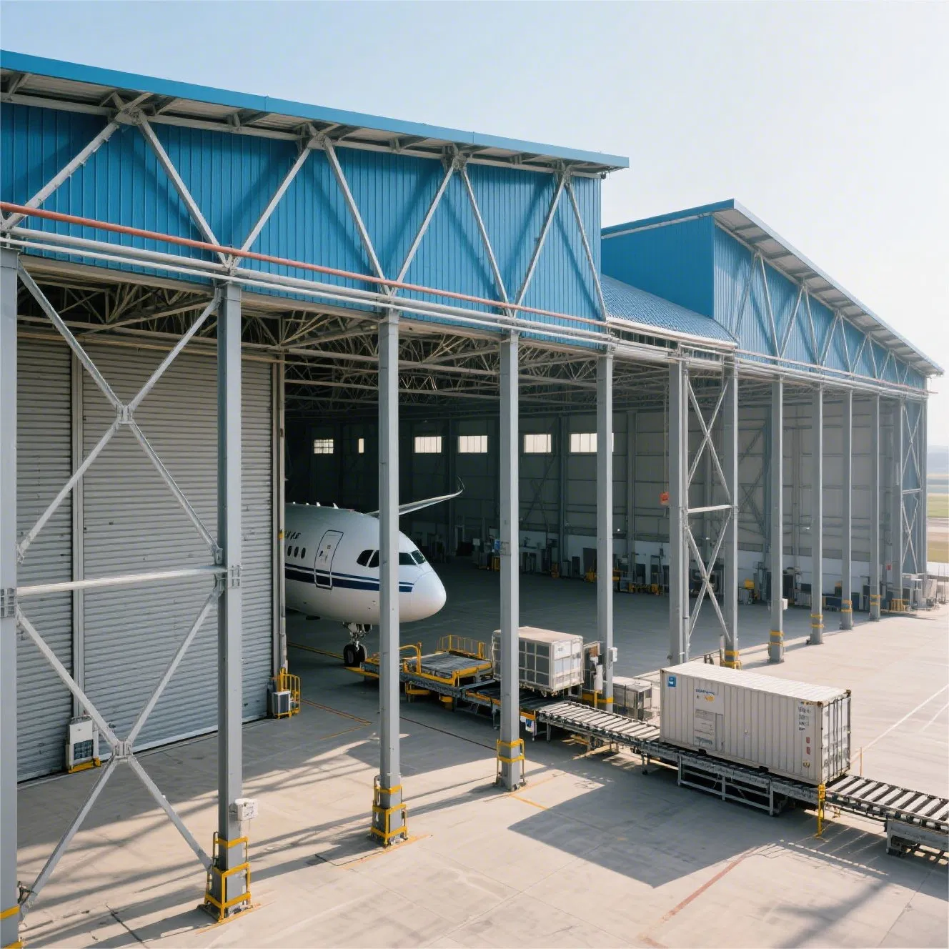 Steel Truss Hangar with High Load-Bearing Roof Anticorrosive ISO Certified for Cargo Plane Storage Aircraft Component Overhaul Workshops