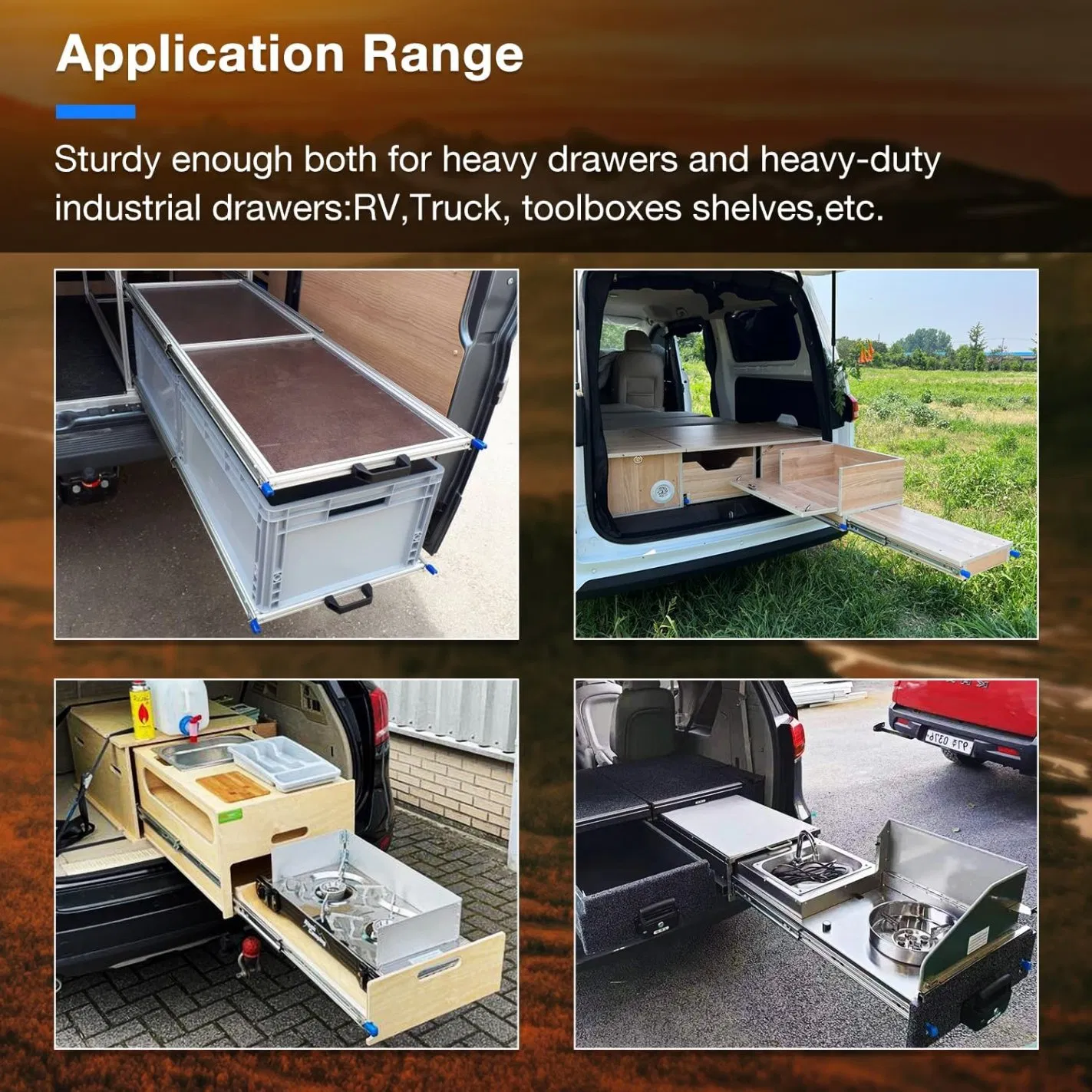 53mm Side Mount Full Extension Heavy Duty Drawer Slides