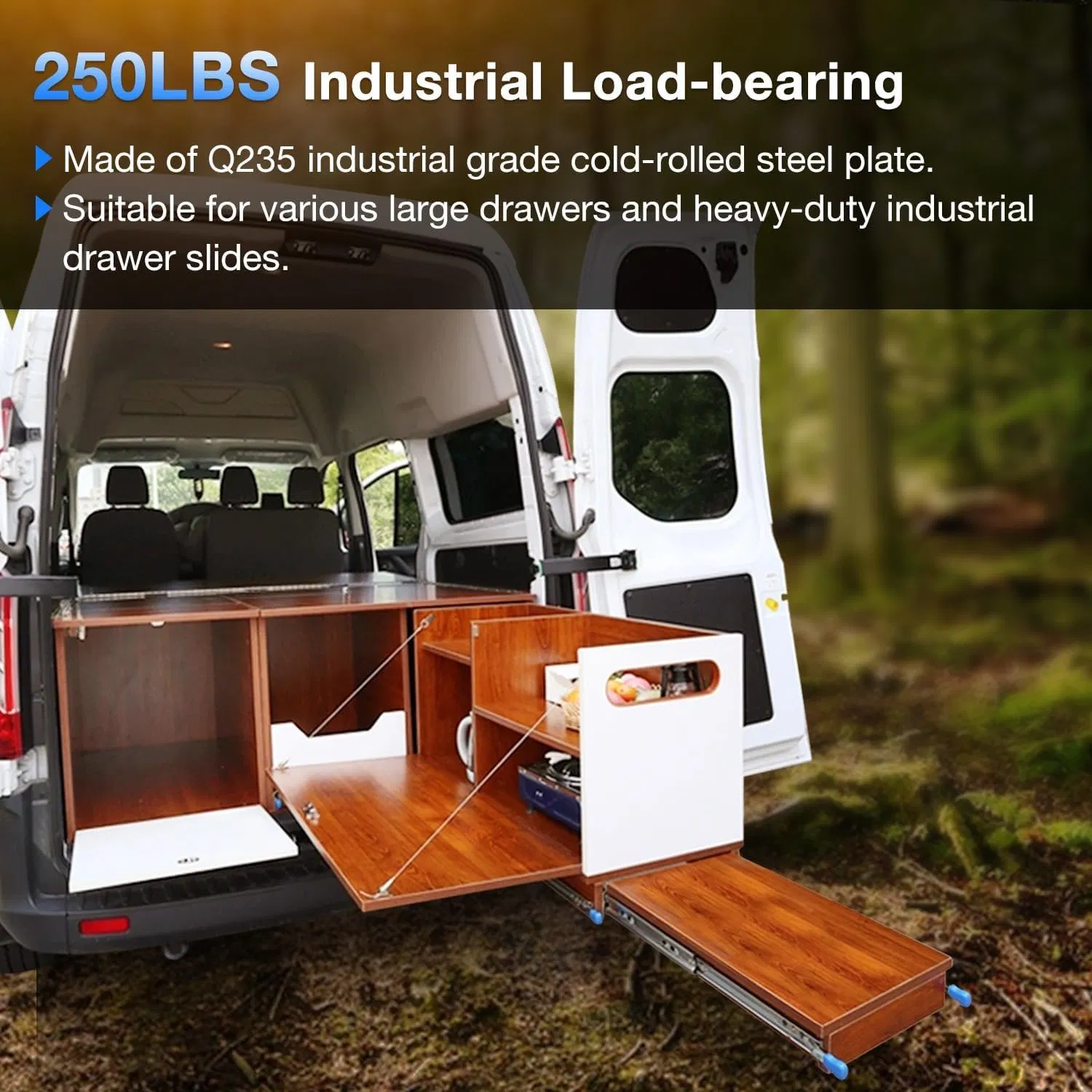 53mm Side Mount Full Extension Heavy Duty Drawer Slides