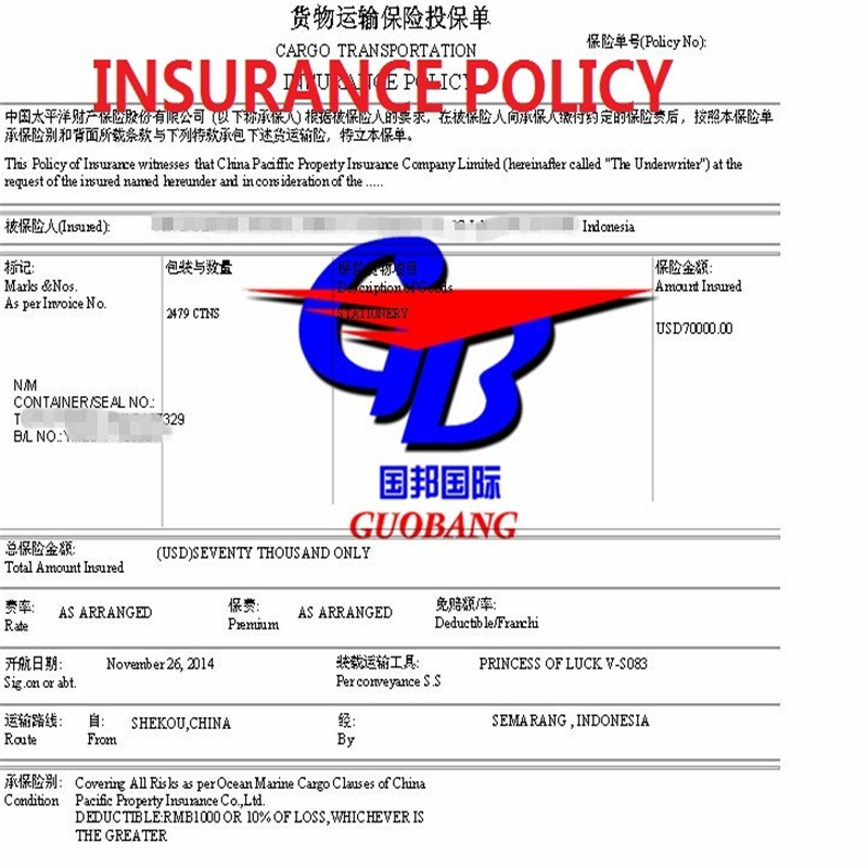 Insurance for Shipments Cargo From China