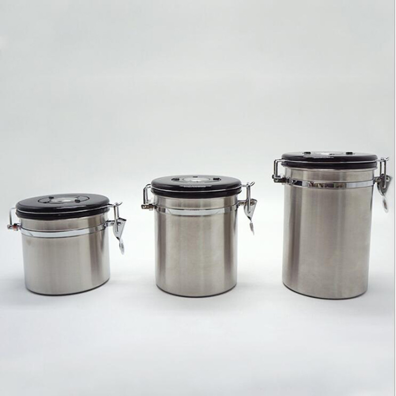 Stainless Steel Airtight Coffee Container with Date Tracking and Transparent Window Vacuum Sealed Airtight Container Coffee Creamer Sugar Jar Esg15647