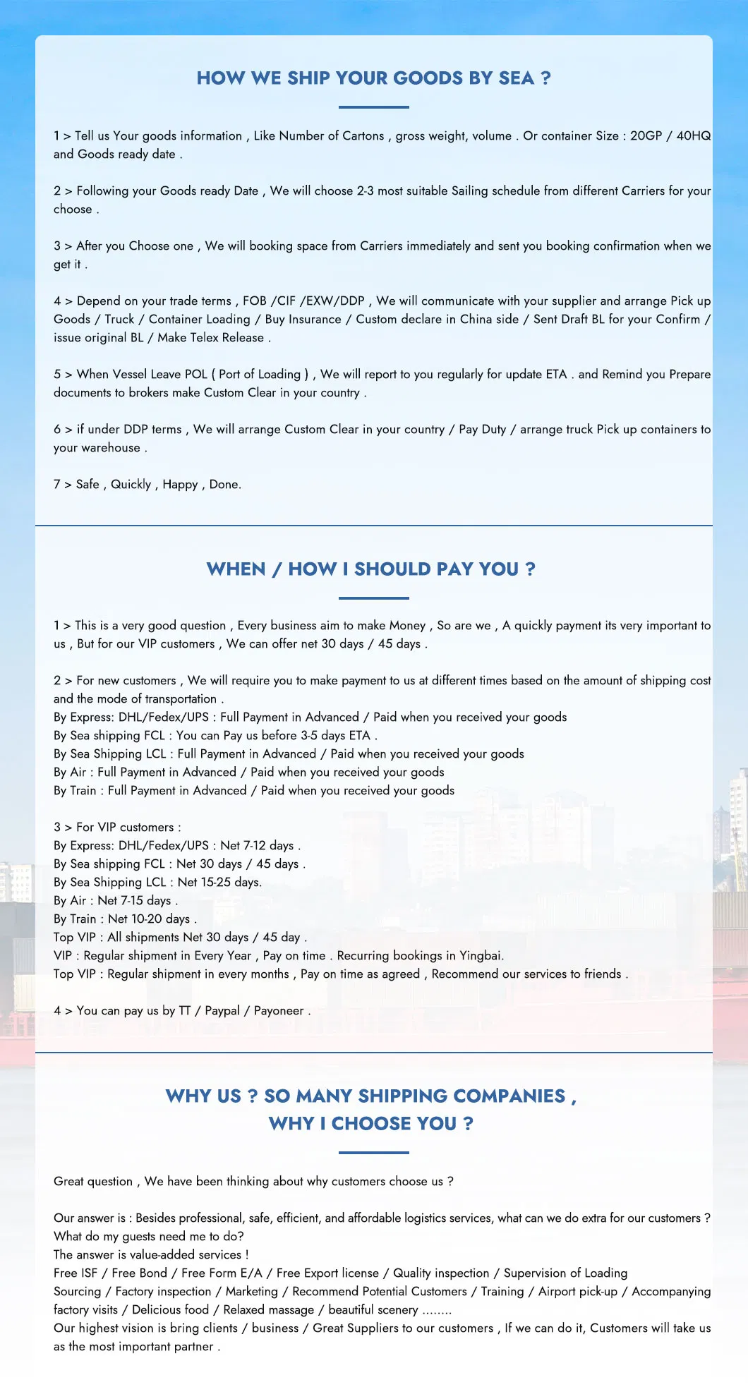 Expertise and FAQ Info