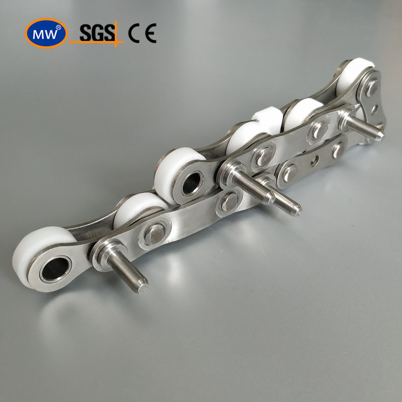 Heavy Duty Ice Cream C2082h C216al Extended Pin Ice Cream Conveyor Roller Chain Stainless Steel with Nylon Roller for Cold Dessert Packaging Machines