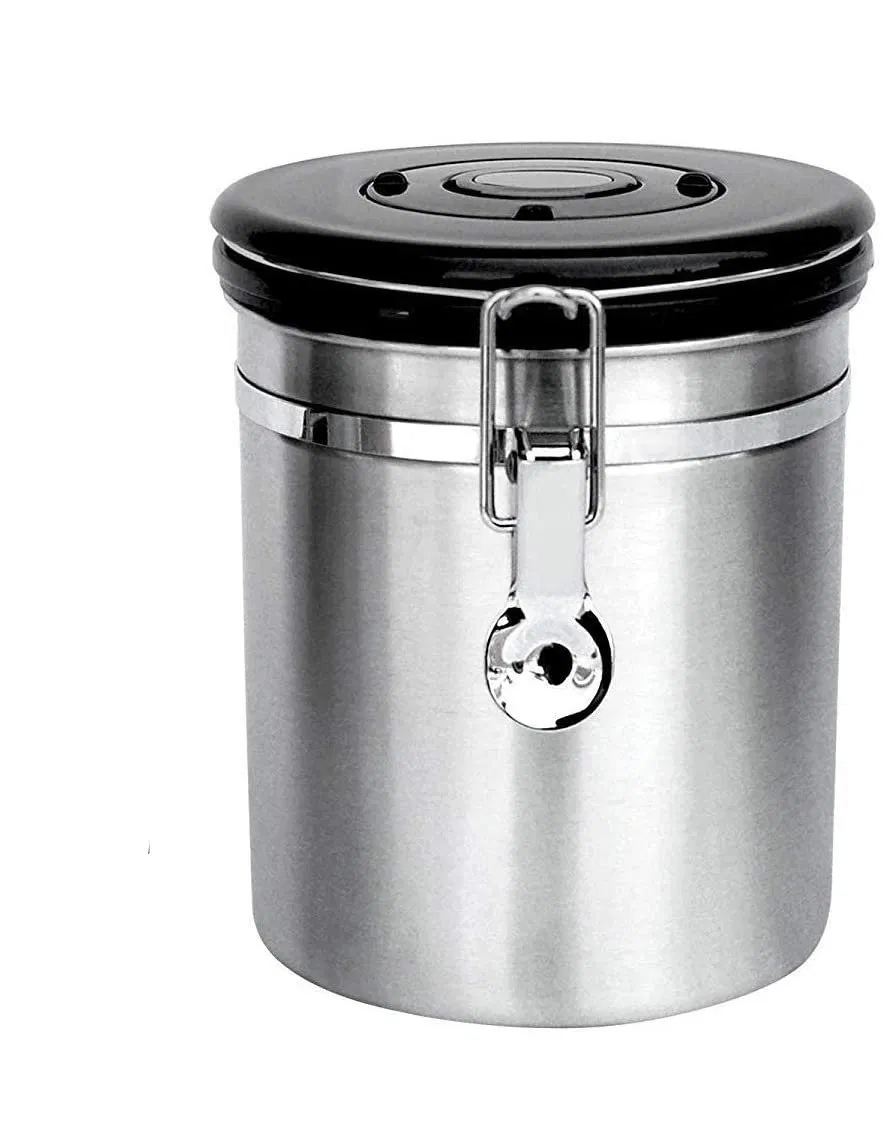 Stainless Steel Airtight Coffee Container with Date Tracking and Transparent Window Vacuum Sealed Airtight Container Coffee Creamer Sugar Jar Esg15647